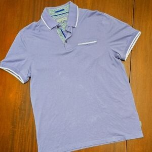 TED BAKER Lavender Polo Shirt with White Accents Men's L Sz 4